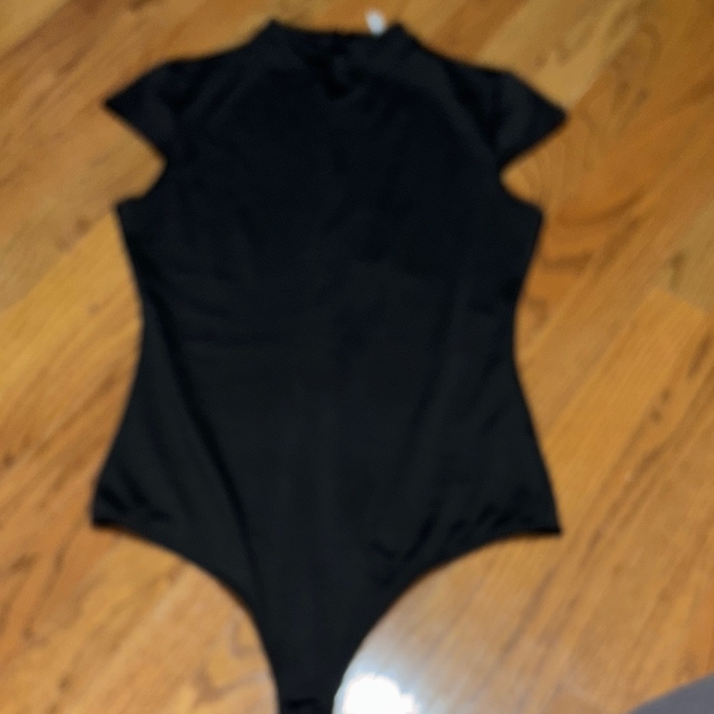 Lulu's Black Bodysuit One Piece with Mock Turtleneck